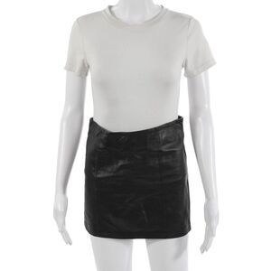 Love Leather Women Mini Straight Pencil Lamb Leather Skirt Black Size XS